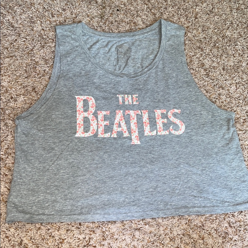 The Beatles Gray Cropped Tank Top